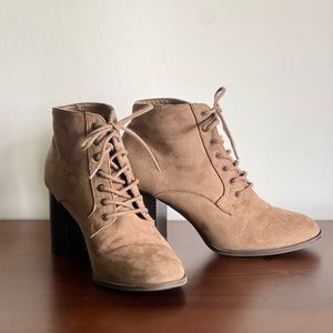 Forever 21 Suede lace up booties: Taupe size 10